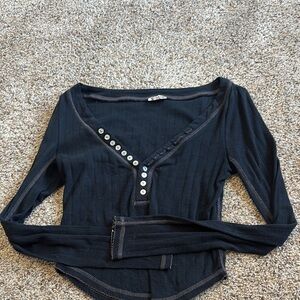 Free People long sleeve black top
